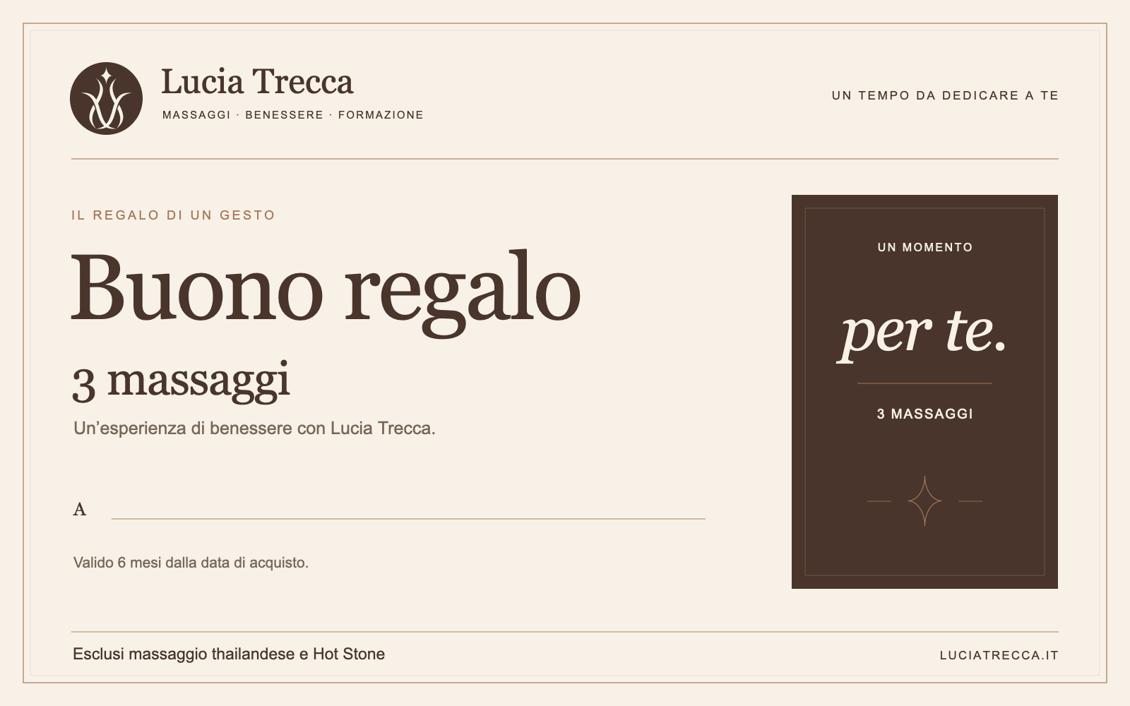 Buono regalo Lucia Trecca per tre massaggi